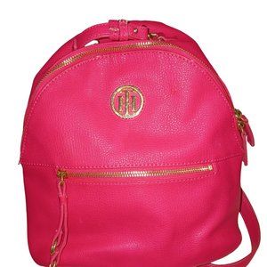 RED TOMMY HILIFIGER FAUX LEATHER JEN-DOME  BACKPACK STYLE PURSE